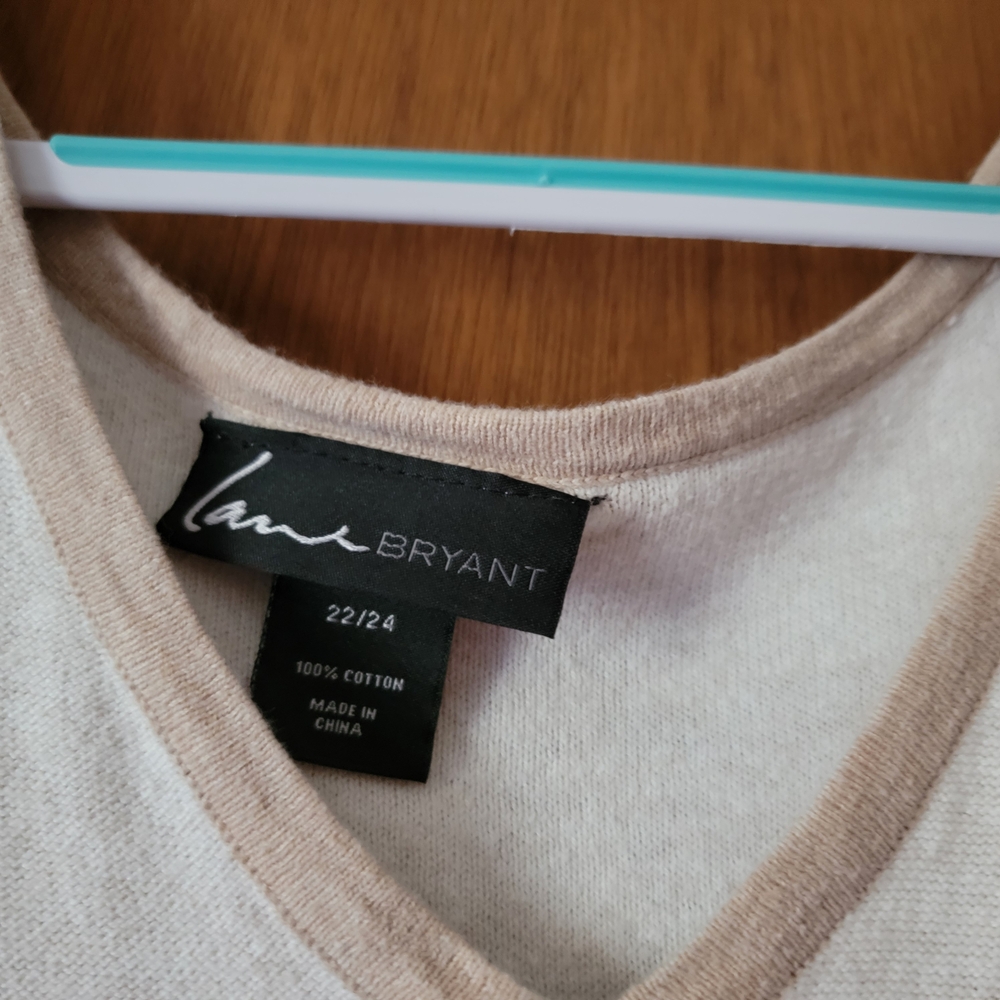 Lane Bryant Coral & Cream 3/4 Sleeve Boxy Tunic 100% Cotton Size 22W - Picture 2 of 6